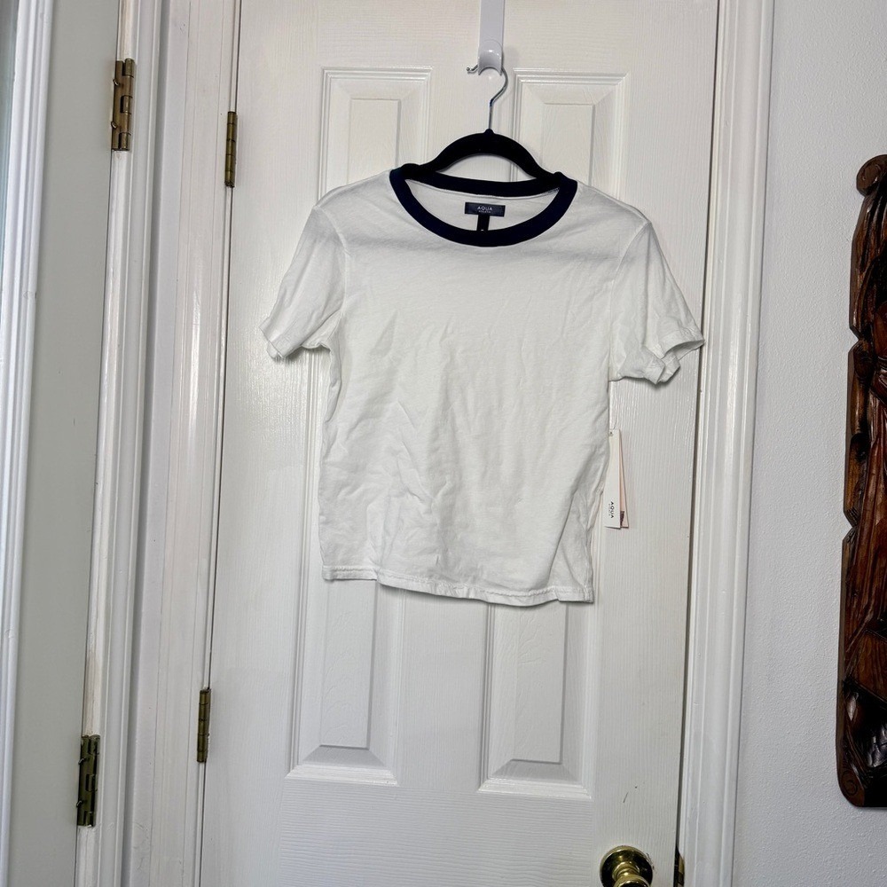 Aqua Ringer T-shirt White Evergreen MEDIUM